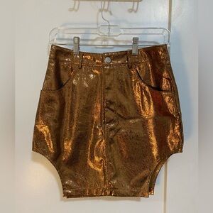 Boohoo NWT Metallic Copper Cut Out Mini Skirt